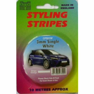 Auto Styling Stripes 3mm Single White